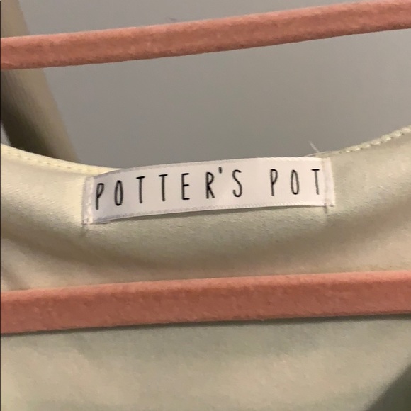Potter’s Pot sleeveless green and cream dress - Picture 3 of 4